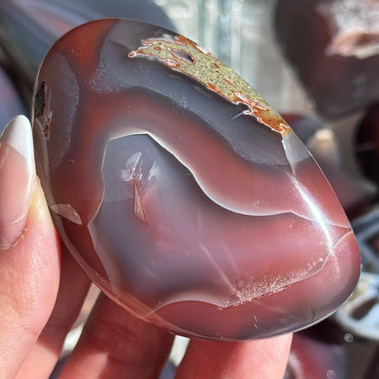 Mozambique Strawberry Agate Freeform Palm #44