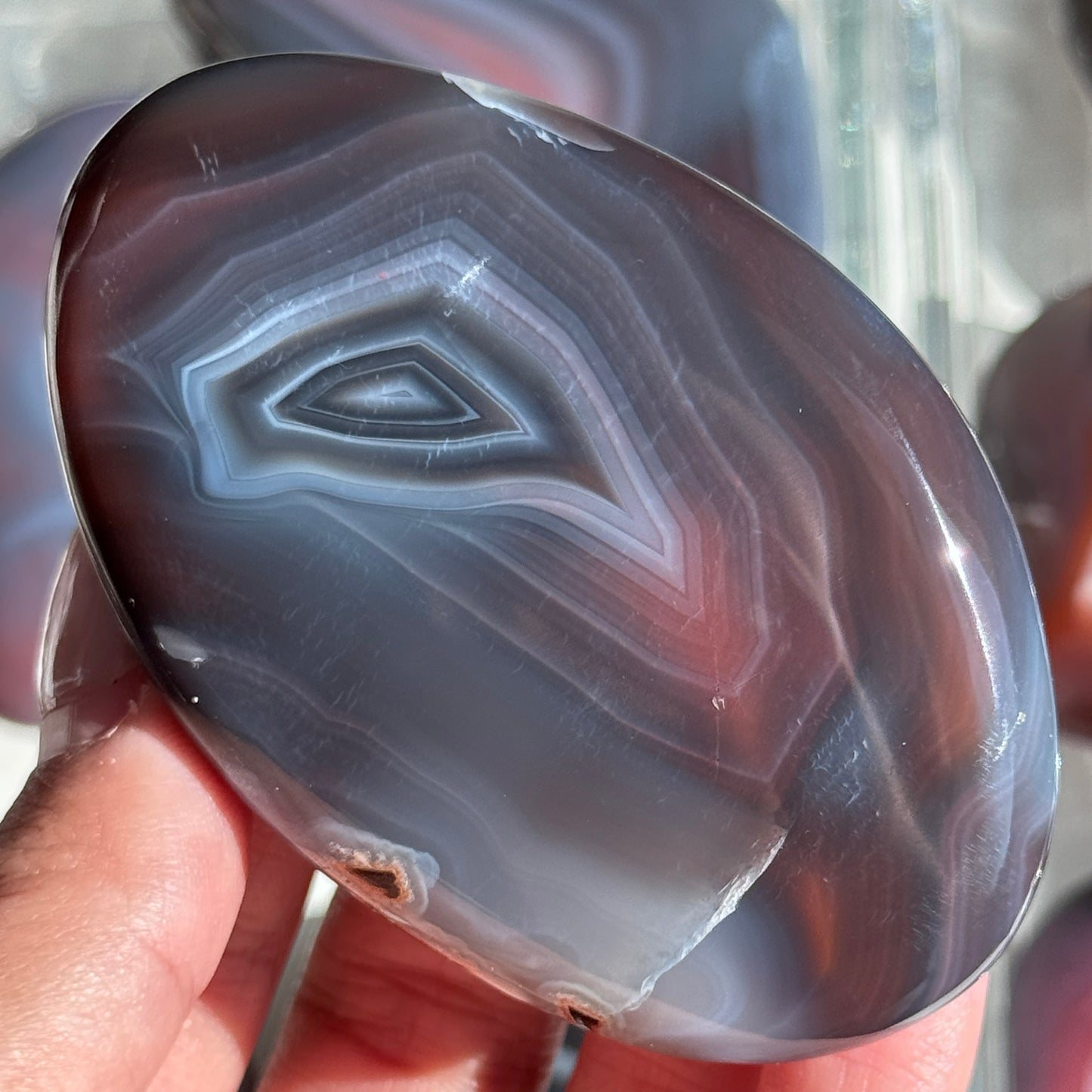 mozambique strawberry agate freeform palm polished agate stone