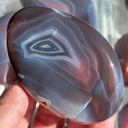 mozambique strawberry agate freeform palm polished agate stone