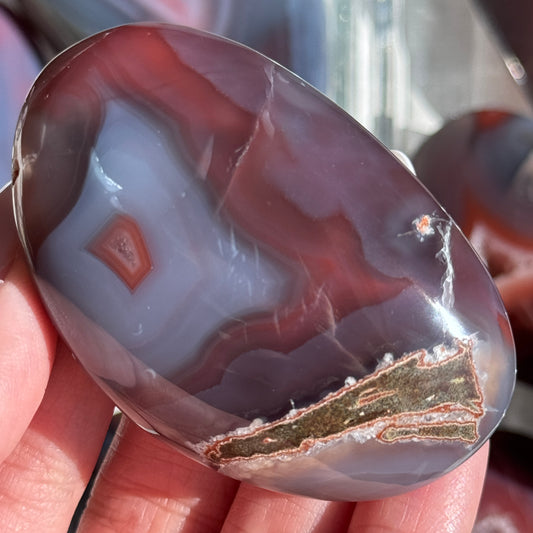 Mozambique Strawberry Agate Freeform Palm #12