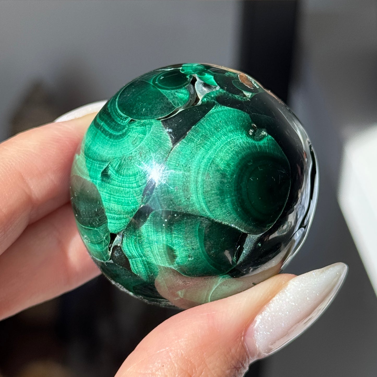 Chatoyant Malachite Sphere #1