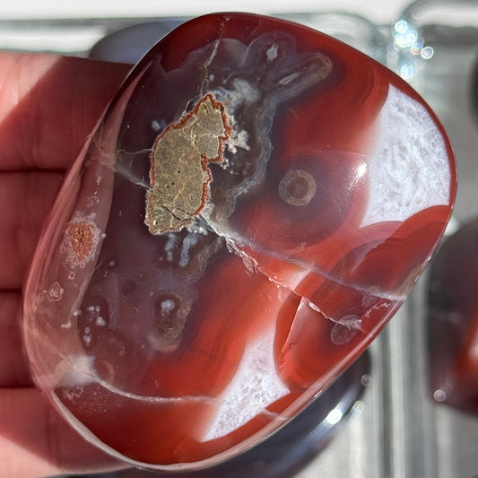 Mozambique Strawberry Agate Freeform Palm #49