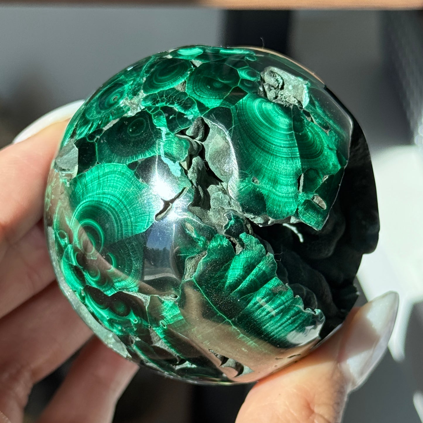 Chatoyant Malachite Sphere #2