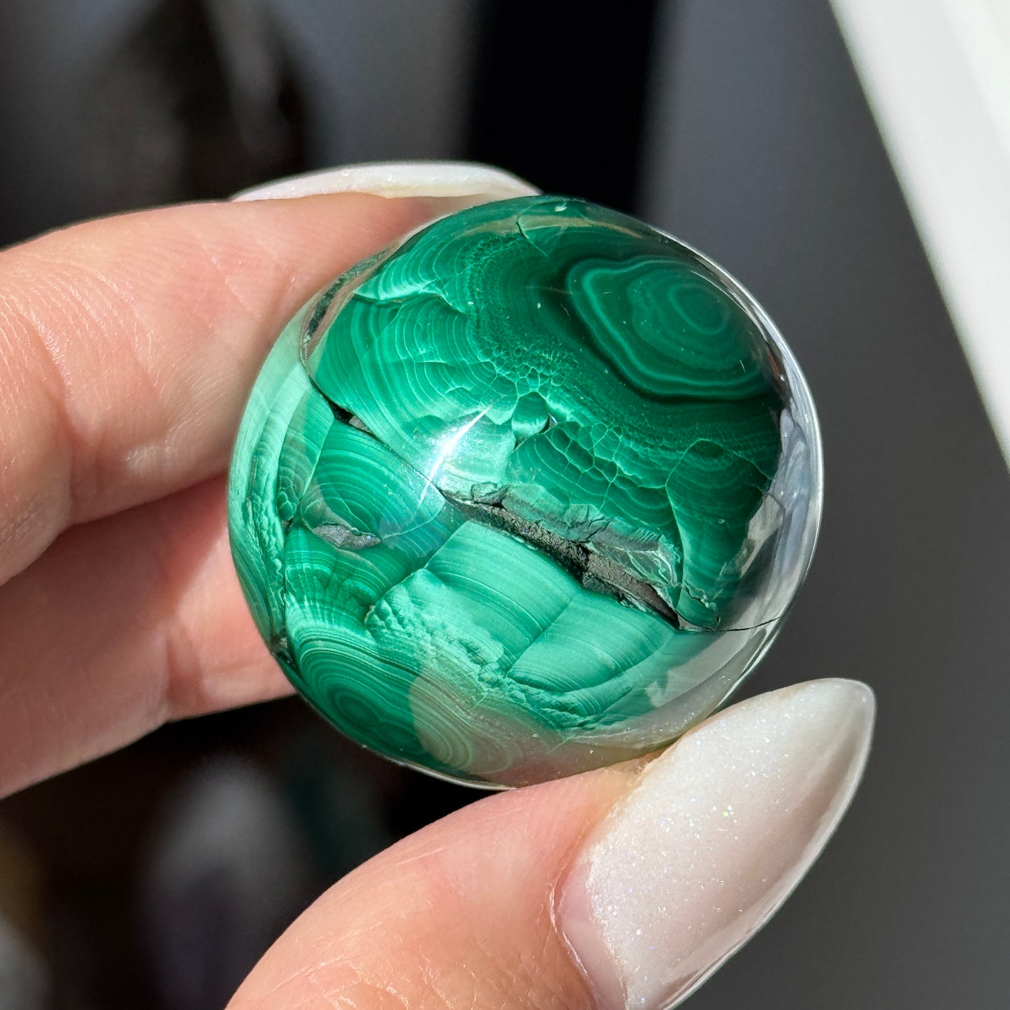 Chatoyant Malachite Sphere #3