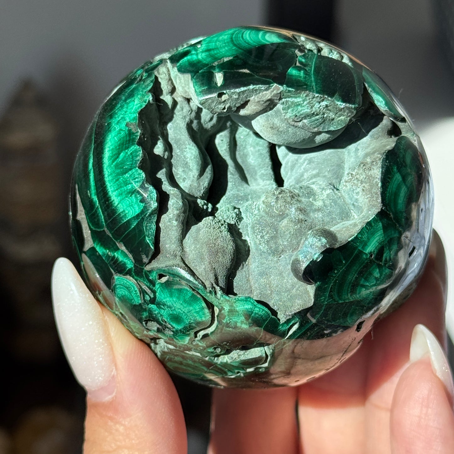 Chatoyant Malachite Sphere #2