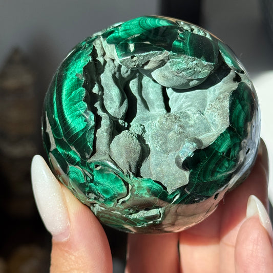 Chatoyant Malachite Sphere #2