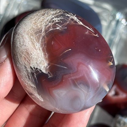 Mozambique Strawberry Agate Freeform Palm #26