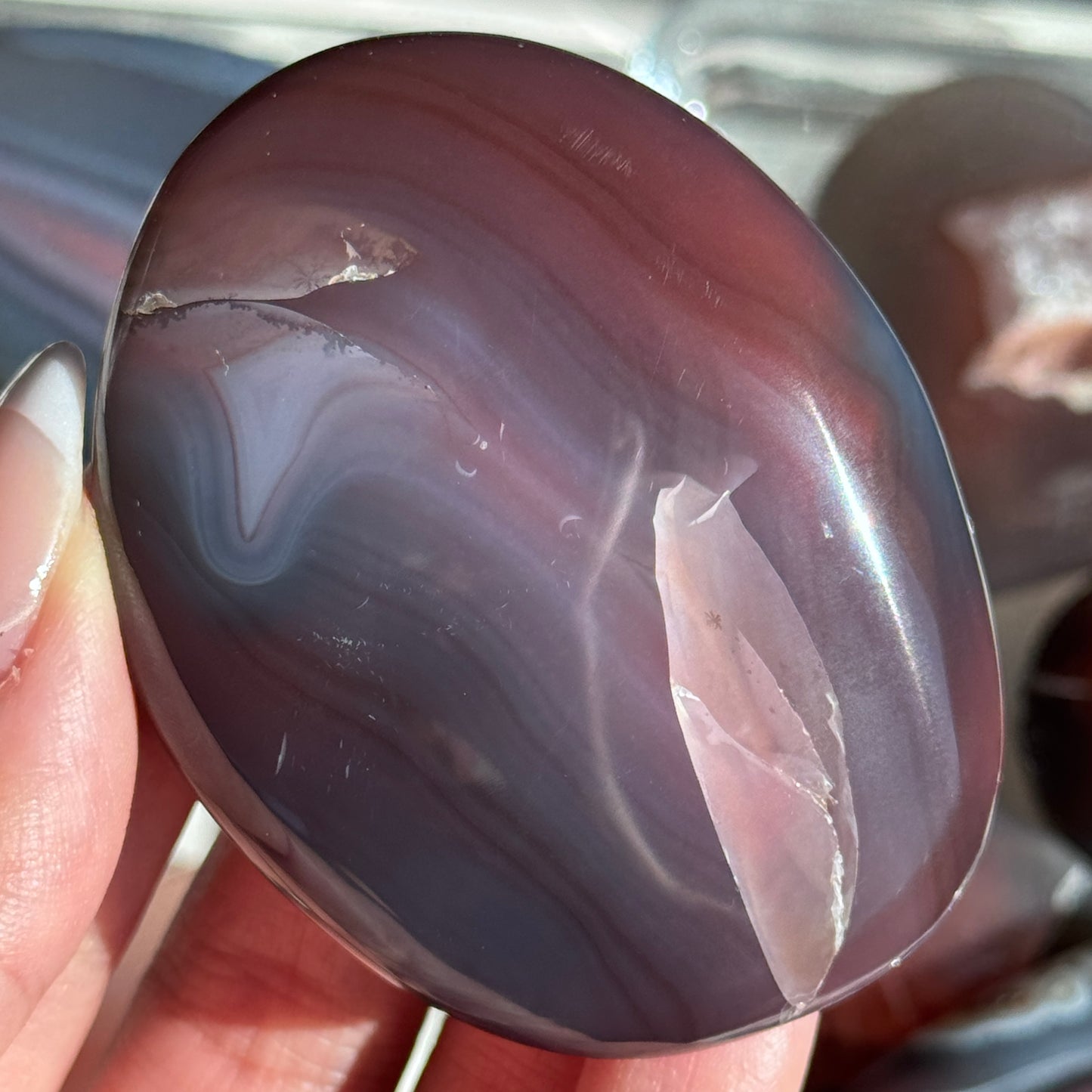 Mozambique Strawberry Agate Freeform Palm #13