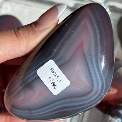 mozambique strawberry agate freeform palm polished agate stone