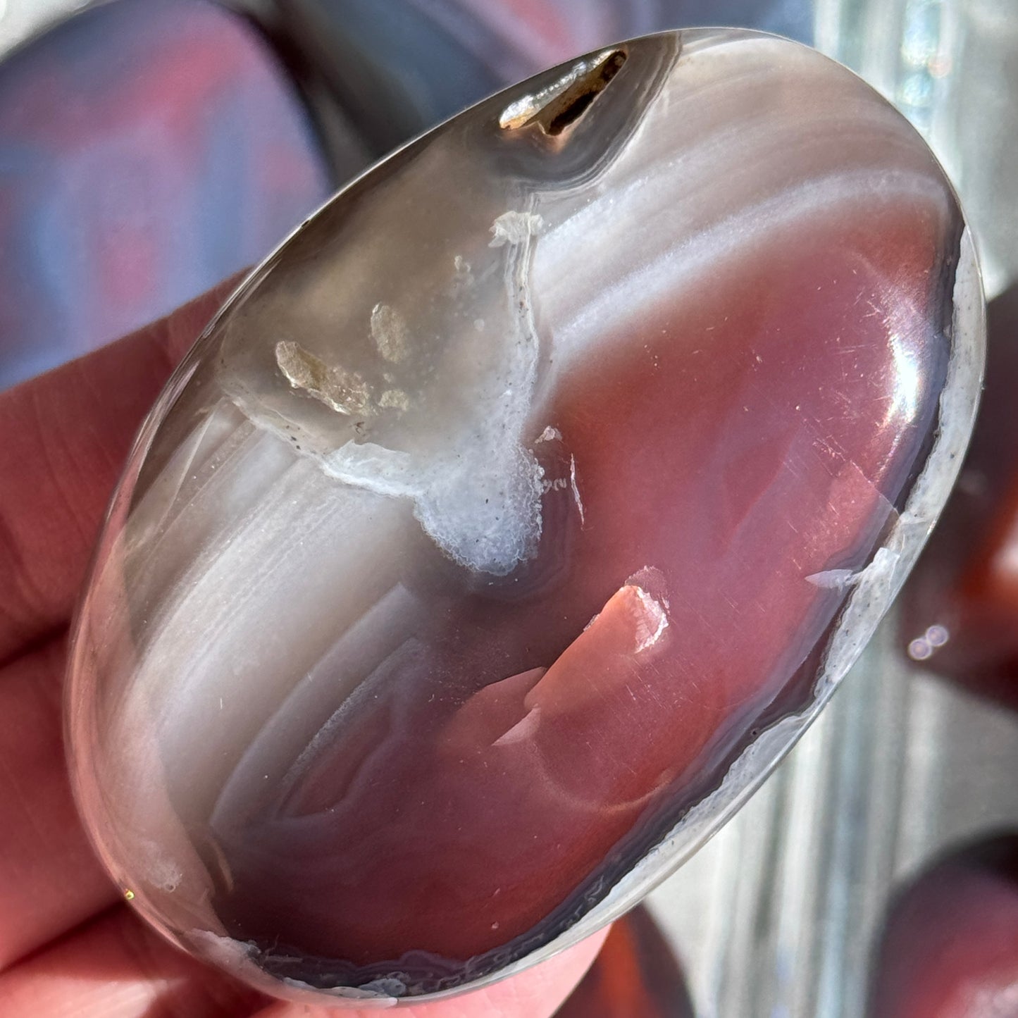 Mozambique Strawberry Agate Freeform Palm #27