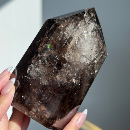 Smoky Quartz Semi-Polished Double Point Tower (EXTRA GRADE)