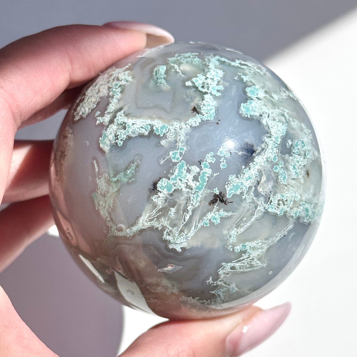 moss agate sphere green crystal sphere