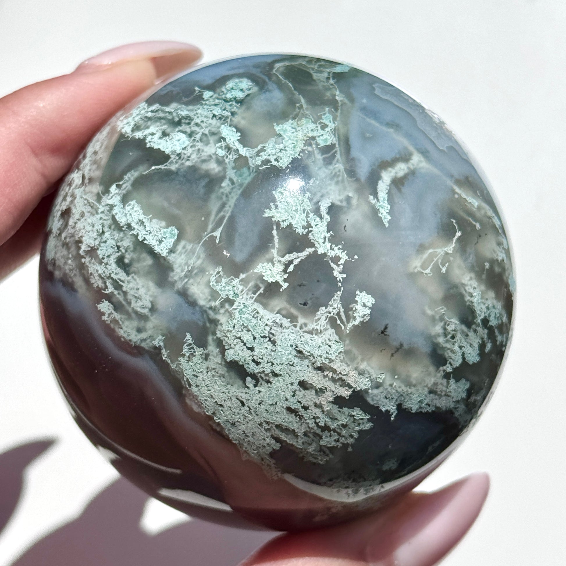 moss agate sphere green crystal sphere