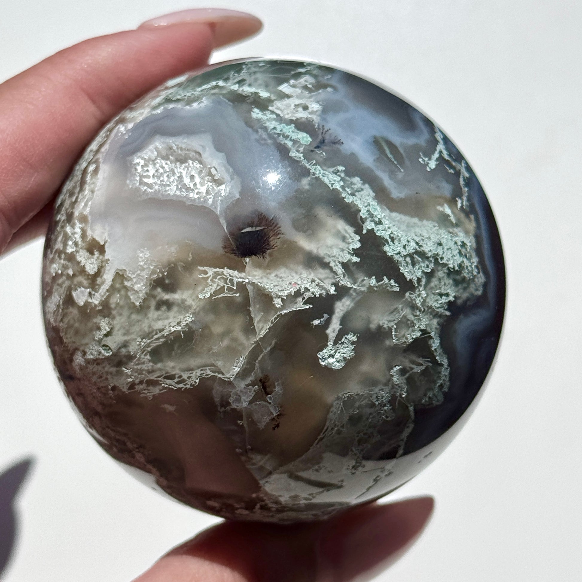 moss agate sphere green crystal sphere