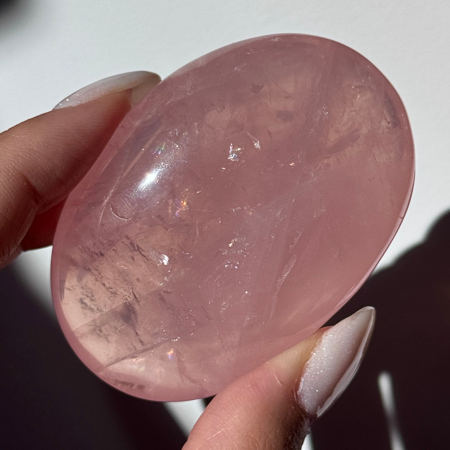 dark pink rose quartz palm asterism crystals