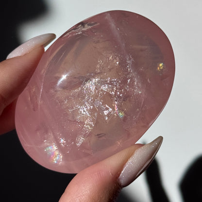 dark pink rose quartz palm asterism crystals
