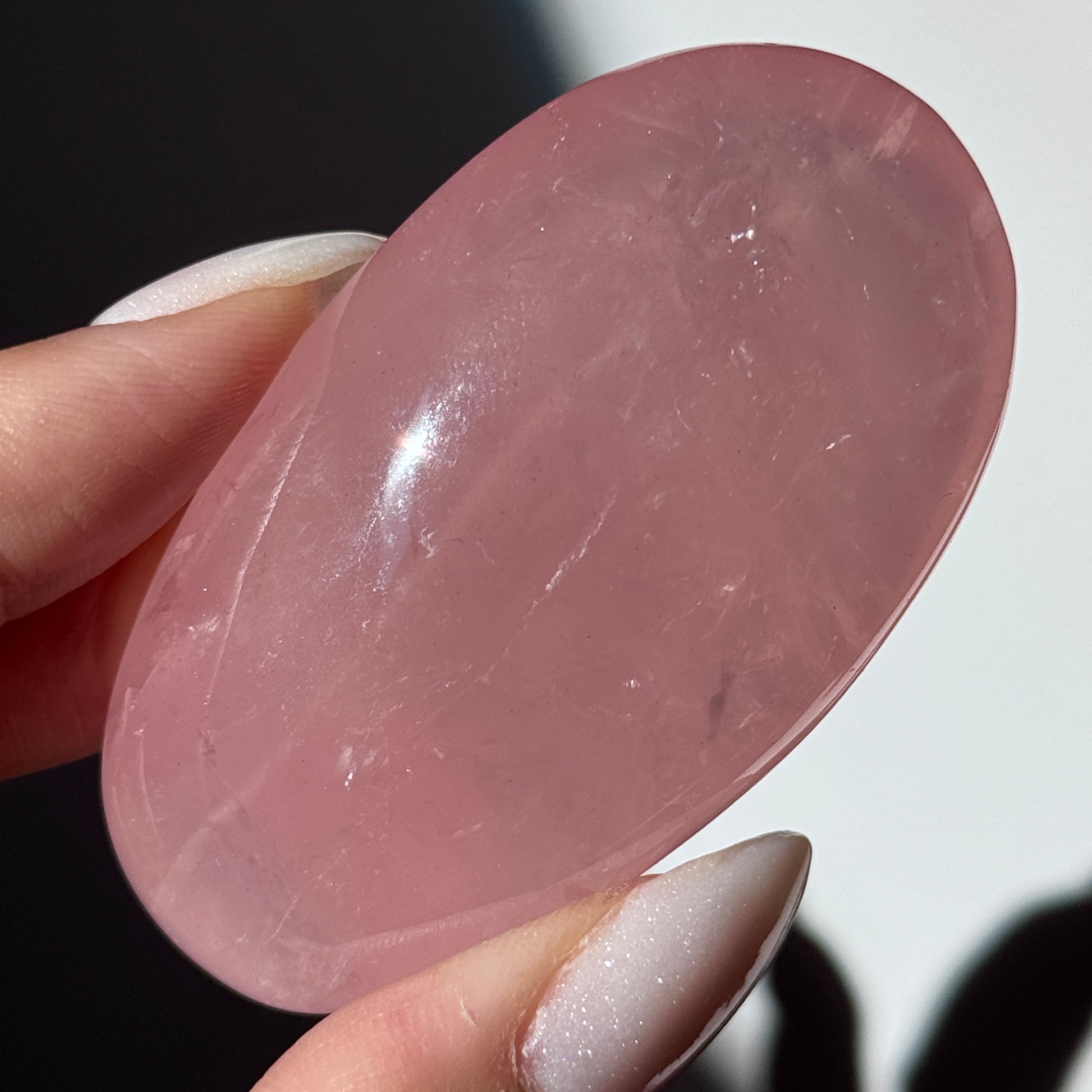 dark pink rose quartz palm asterism crystals