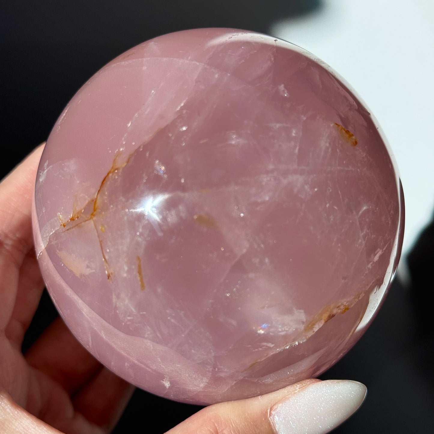 Star Rose Quartz Golden Healer Sphere #8