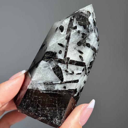 TOURMALINE IN QUARTZ CRYSTAL TOWER