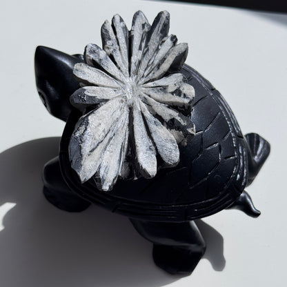 Chrysanthemum Stone Turtle Carving #1