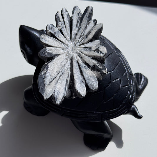 Chrysanthemum Stone Turtle Carving #1
