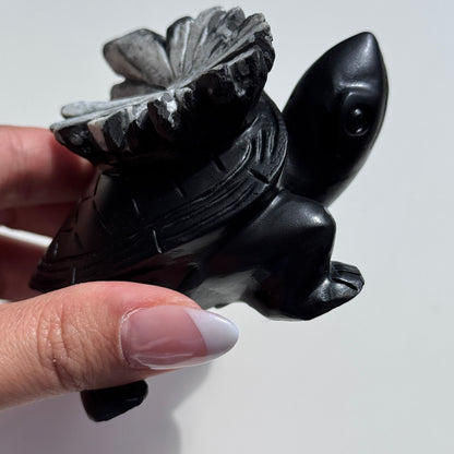 Chrysanthemum Stone Turtle Carving #1