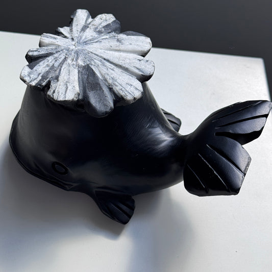 Chrysanthemum Stone Whale Carving #1