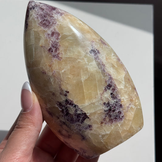 Yellow Calcite w/ Anhydrite Flame #1