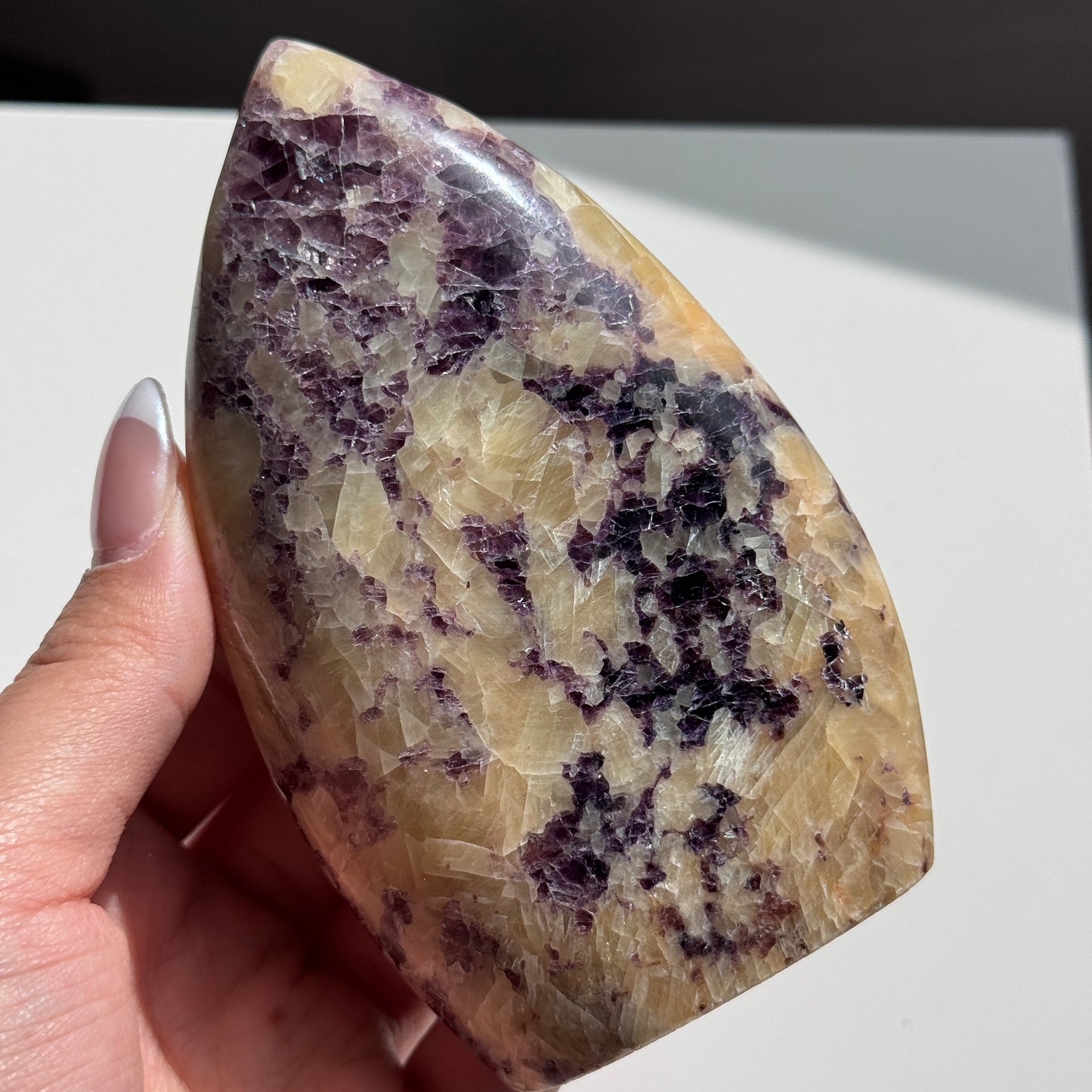 Yellow Calcite w/ Anhydrite Flame #2