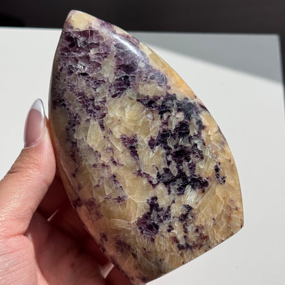 Yellow Calcite w/ Anhydrite Flame #2