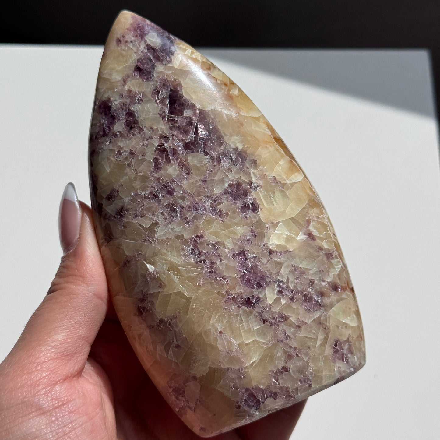 Yellow Calcite w/ Anhydrite Flame #3