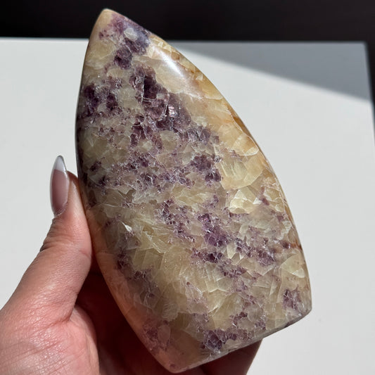 Yellow Calcite w/ Anhydrite Flame #3