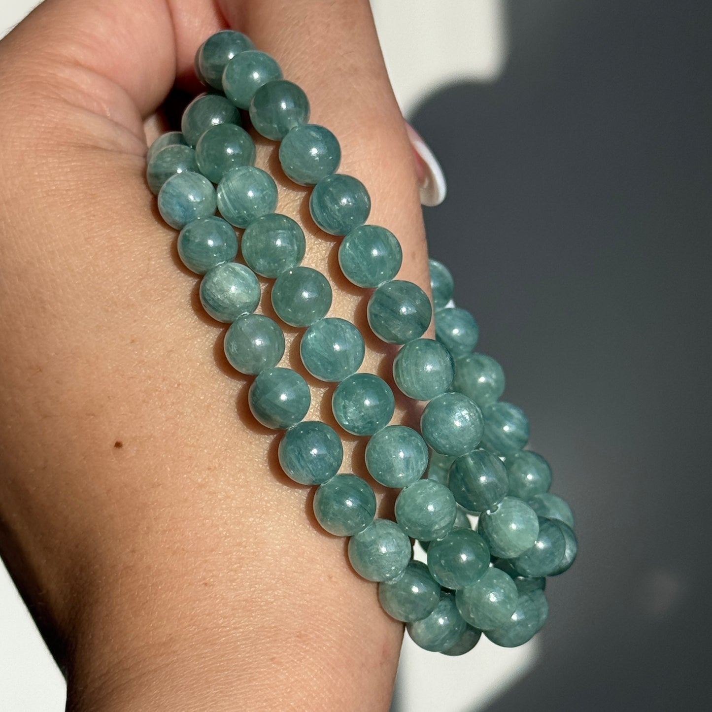 green kyanite bracelet crystal bead bracelet