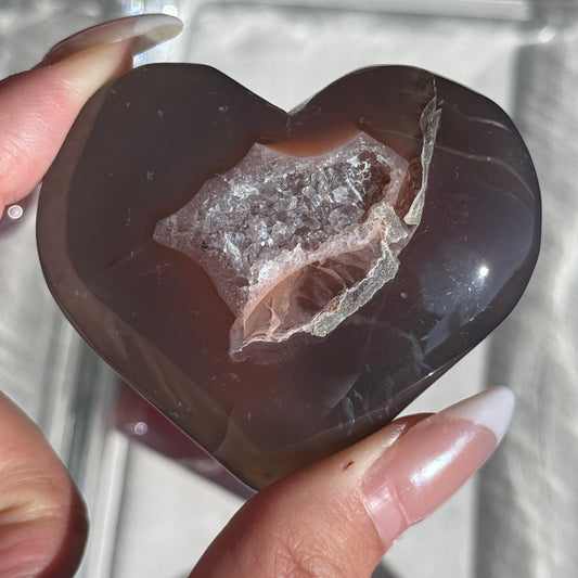 Mozambique Strawberry Agate Heart Carving #16