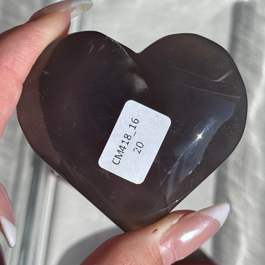 Mozambique Strawberry Agate Heart Carving #16