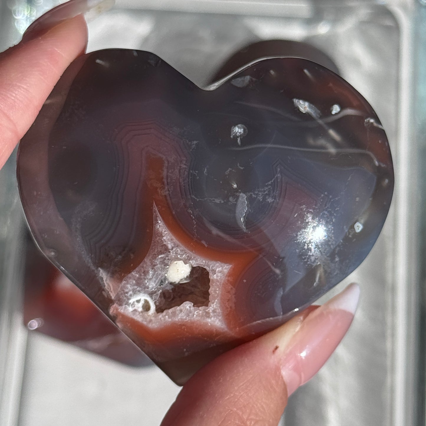 Mozambique Strawberry Agate Heart Carving #15
