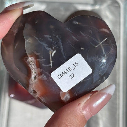 Mozambique Strawberry Agate Heart Carving #15