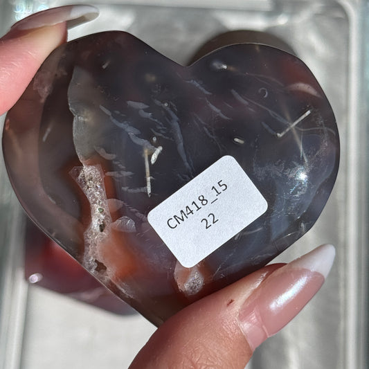 Mozambique Strawberry Agate Heart Carving #15
