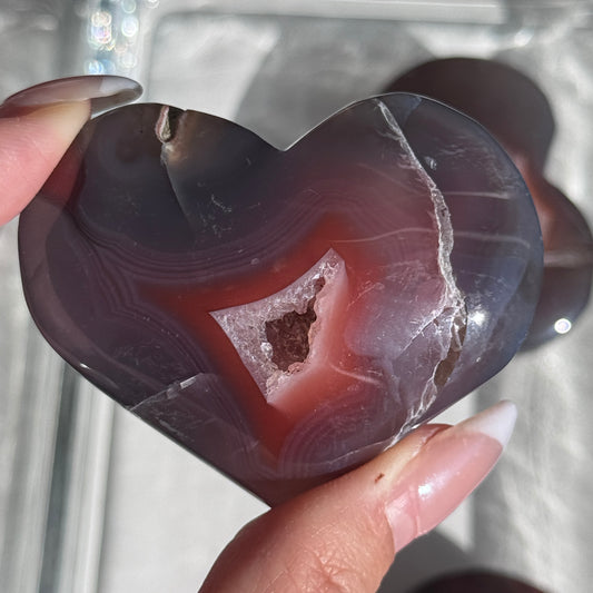 Mozambique Strawberry Agate Heart Carving #17