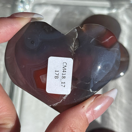 Mozambique Strawberry Agate Heart Carving #17