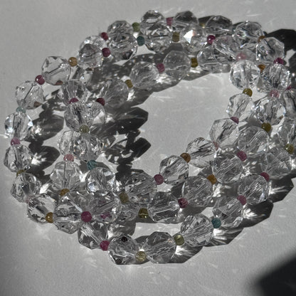 Faceted Clear Quartz w/ Tourmaline Bracelets