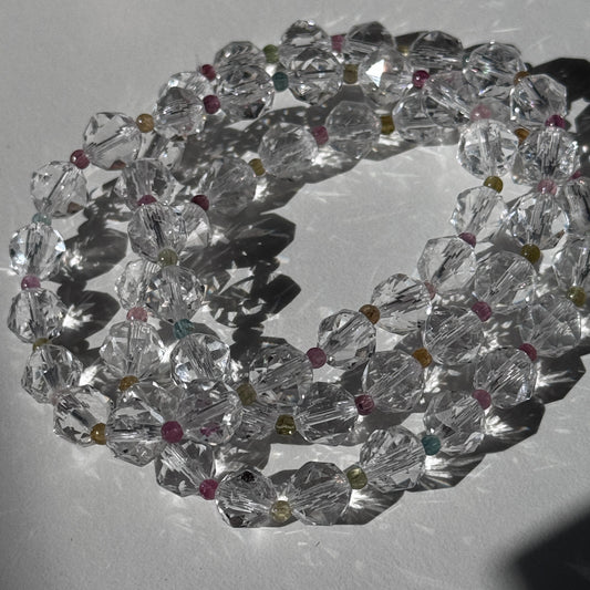 Faceted Clear Quartz w/ Tourmaline Bracelets