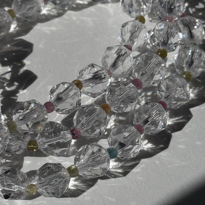 Faceted Clear Quartz w/ Tourmaline Bracelets