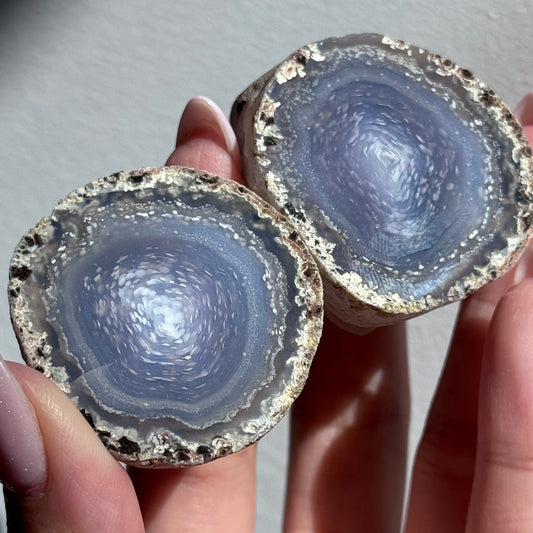 starry night agate geode polished pair