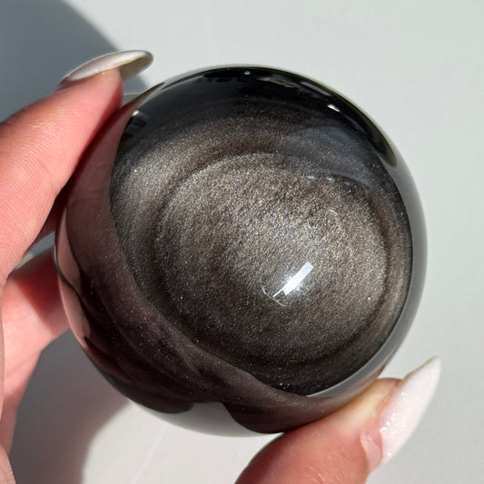 Silver Obsidian Sphere #02