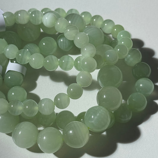 HQ Banded Green Calcite Bracelets (various bead sizes)