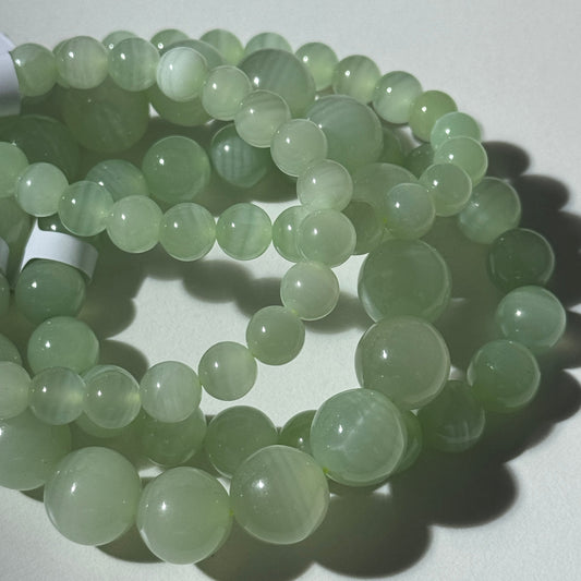 HQ Banded Green Calcite Bracelets (various bead sizes)