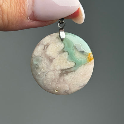 Green Flower Agate Pendant (D)