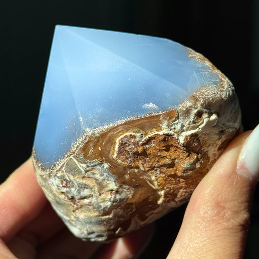 Blue Chalcedony Half Polished Point #2
