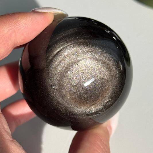 Silver Obsidian Sphere #08
